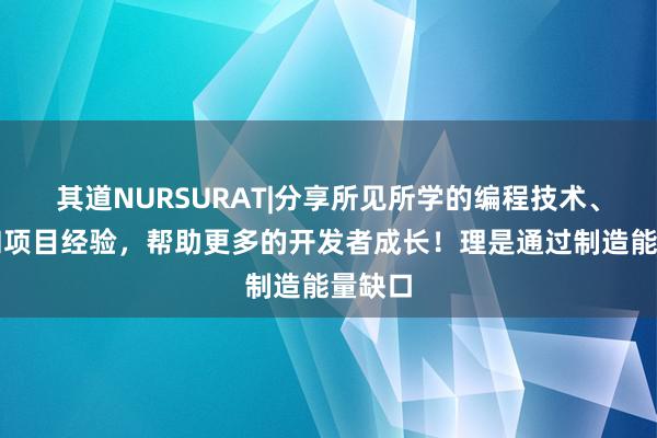 其道NURSURAT|分享所见所学的编程技术、技巧和项目经验,帮助更多的开发者成长!理是通过制造能量缺口