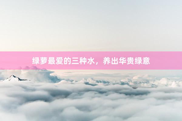 绿萝最爱的三种水,养出华贵绿意