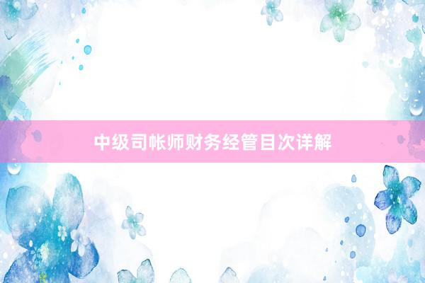 中级司帐师财务经管目次详解